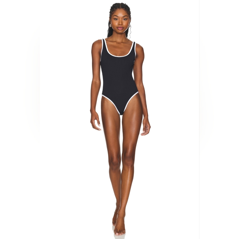 Solid & Striped one piece swimsuit in black and white, size XS